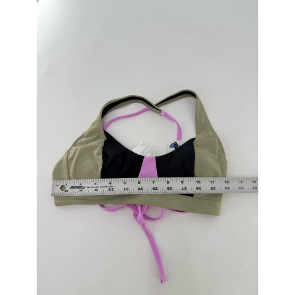 NWT prAna Tulum Bikini Top Black Color Block Green Black Lilac XS Beach‎ Boho - Picture 4 of 6